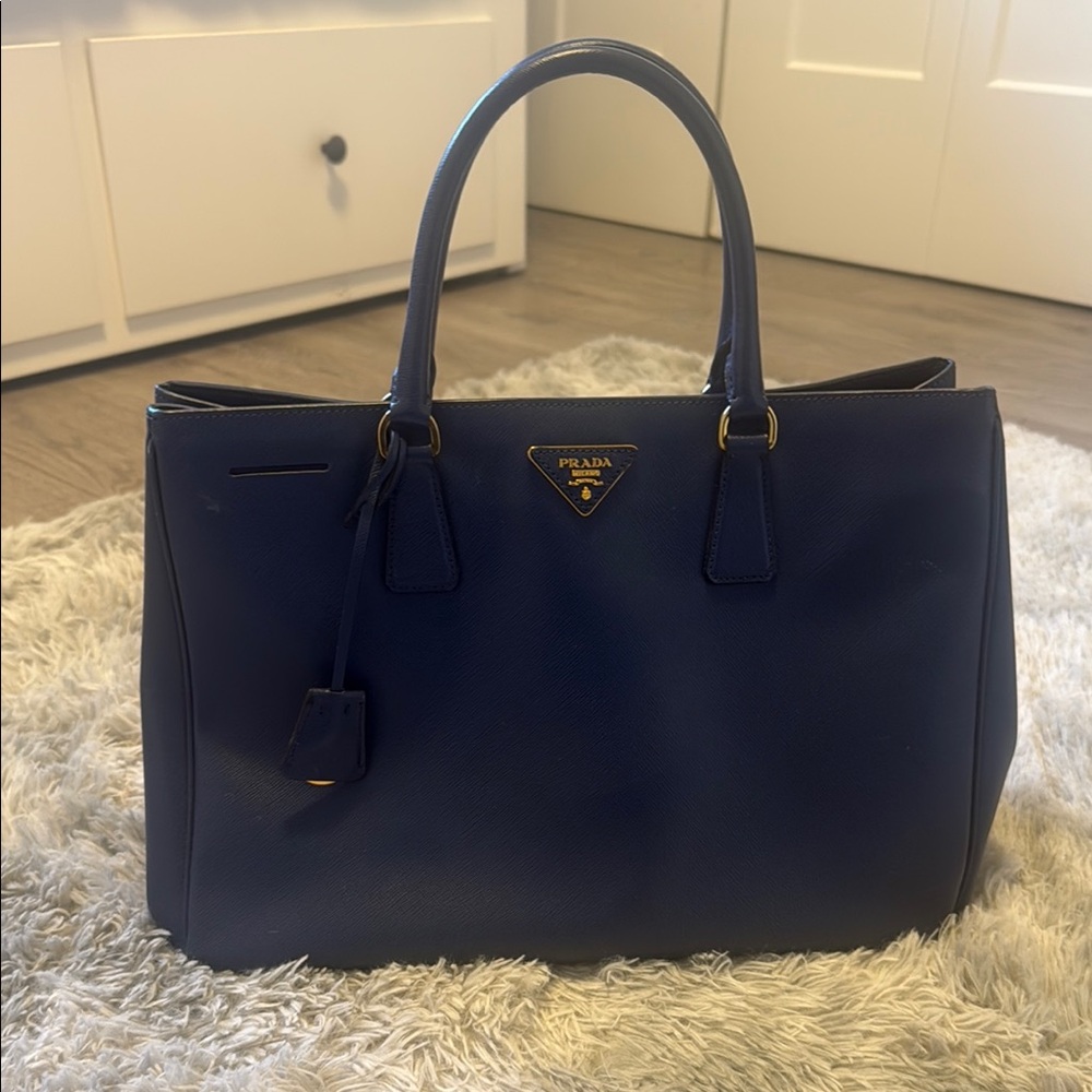 Prada Blue Saffiano Leather Tote Bag